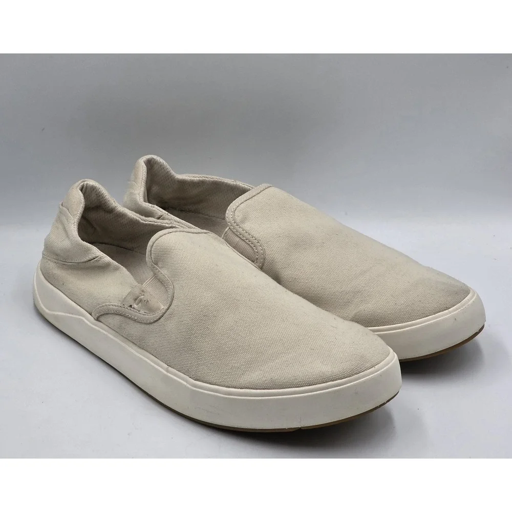 OluKai Canvas Slip On Sneakers Cream Off White Men's Size 12